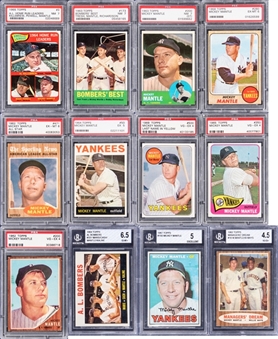 1962-69 Topps & Assorted Brands Mickey Mantle Graded Card Collection (12)